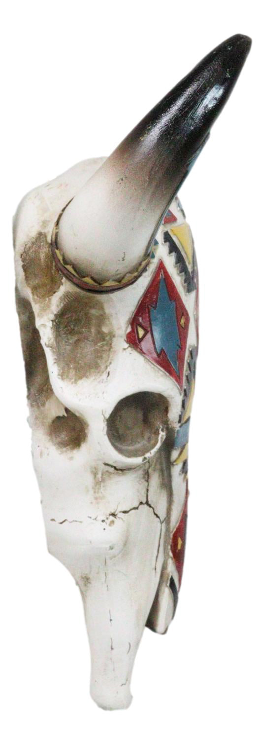 Ebros Gift Rustic Southwestern Colorful Aztec Vector Symbols Tribal Cow Skull Wall Decor