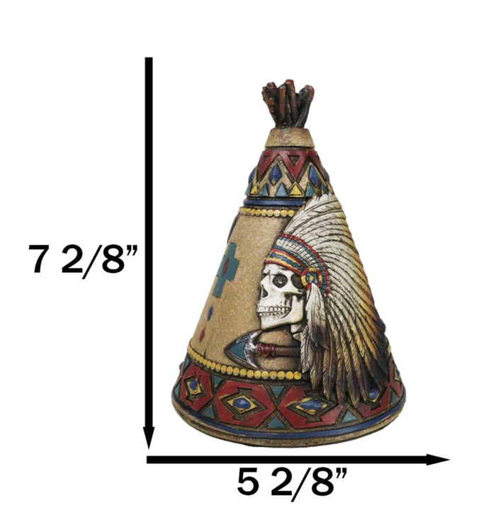 Ebros Gift Rustic Southwestern Indian Chief Crossed Arrows Teepee Hut Skull Money Bank
