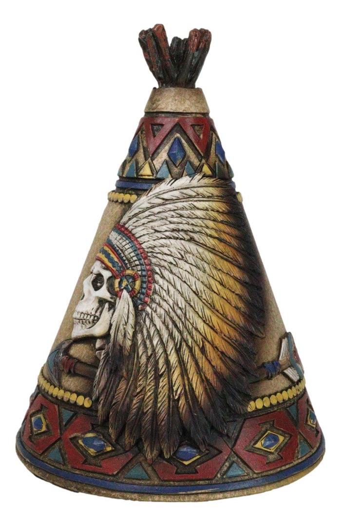 Ebros Gift Rustic Southwestern Indian Chief Crossed Arrows Teepee Hut Skull Money Bank