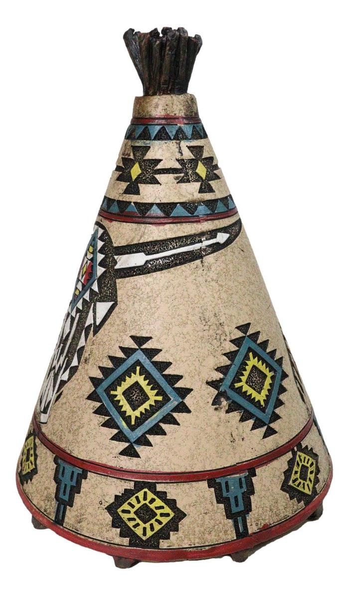 Ebros Gift Rustic Southwestern Indian Teepee Hut With Aztec Cow Skull Money Coin Piggy Bank