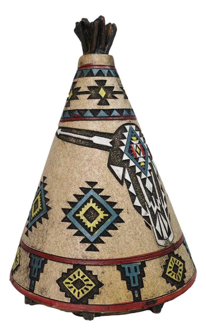 Ebros Gift Rustic Southwestern Indian Teepee Hut With Aztec Cow Skull Money Coin Piggy Bank