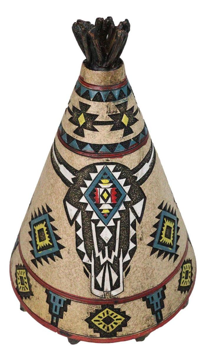 Ebros Gift Rustic Southwestern Indian Teepee Hut With Aztec Cow Skull Money Coin Piggy Bank