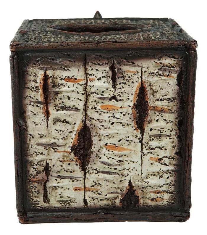 Ebros Gift Rustic Southwestern Le Fleur Cross W/ Birch And Pinecones Tissue Box Holder Case