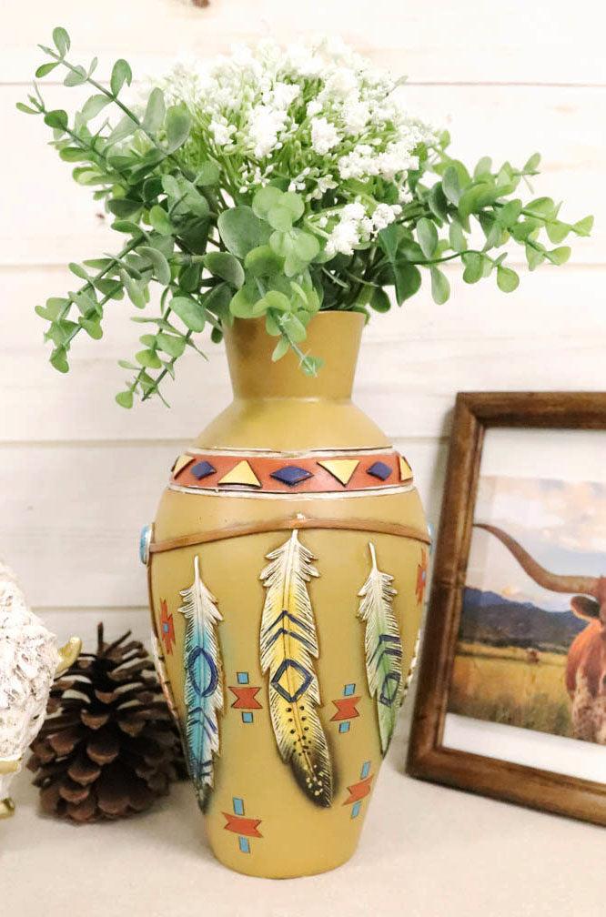 ebros gift Rustic Southwestern Native American Dreamcatcher Feathers Floral Vase Sculpture