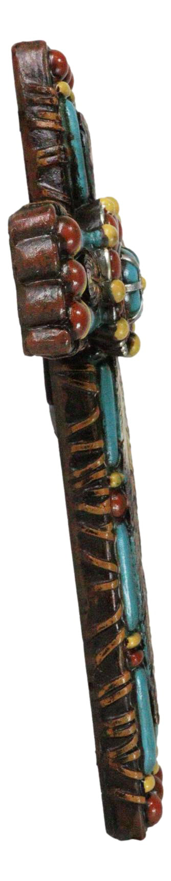 Ebros Gift Rustic Southwestern Tribal Chic Feather With Colorful Floral Motifs Wall Cross