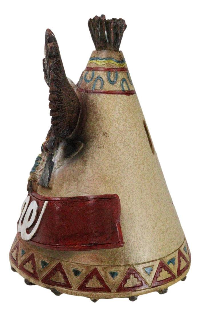 Ebros Gift Rustic Southwestern Tribal Indian Teepee Hut Eagle Money Piggy Bank Figurine