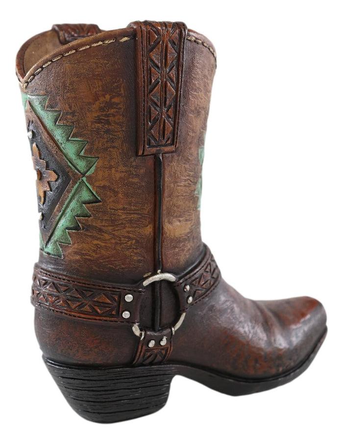 Ebros Gift Rustic Southwestern Tribal Navajo Vector Art Turquoise Pen Holder Or Flower Vase