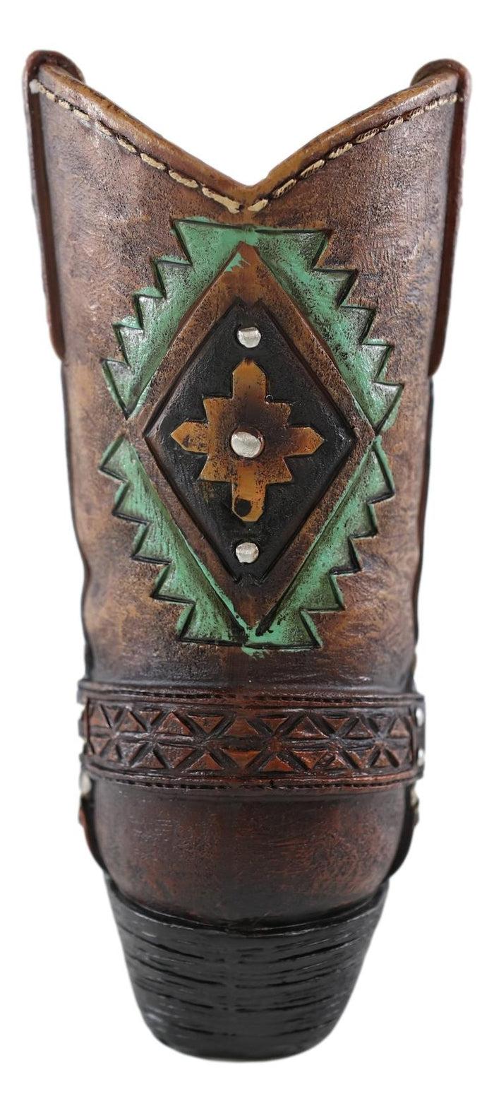 Ebros Gift Rustic Southwestern Tribal Navajo Vector Art Turquoise Pen Holder Or Flower Vase