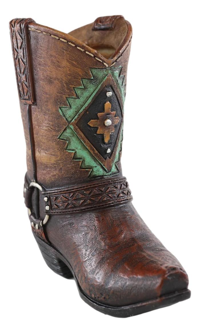 Ebros Gift Rustic Southwestern Tribal Navajo Vector Art Turquoise Pen Holder Or Flower Vase