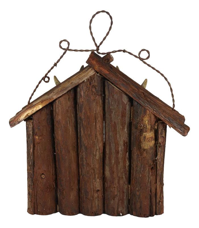 Ebros Gift Rustic Stag Antlers On Cabin Log House Birdhouse Bird Feeder With Wire Hanger