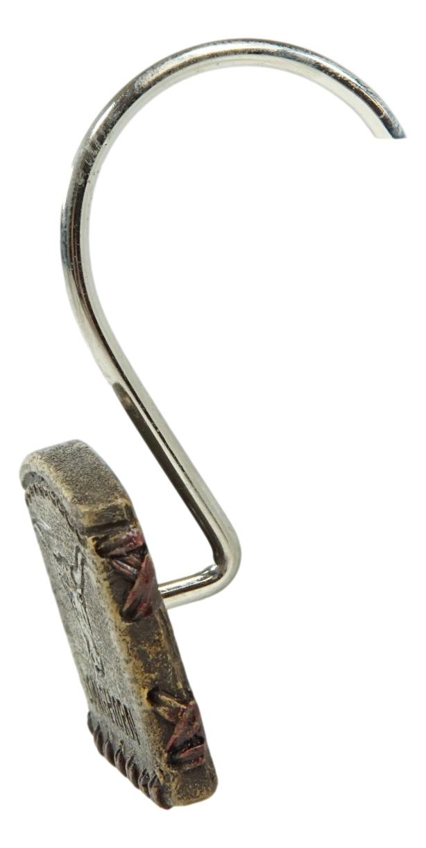 Ebros Gift Rustic Texas Longhorn Cow In Tan Faux Leather Bathroom Shower Curtain Hooks 12pk