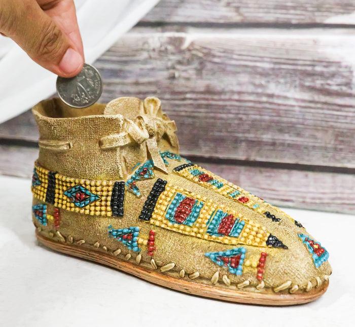 ebros gift Rustic Tribal Native Indian Moccasin Shoe Shaped Coin Money Bank Jar Figurine