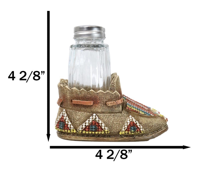 Ebros Gift Rustic Tribal Native Indian Moccasin Shoe Shaped Salt And Pepper Shakers Holder