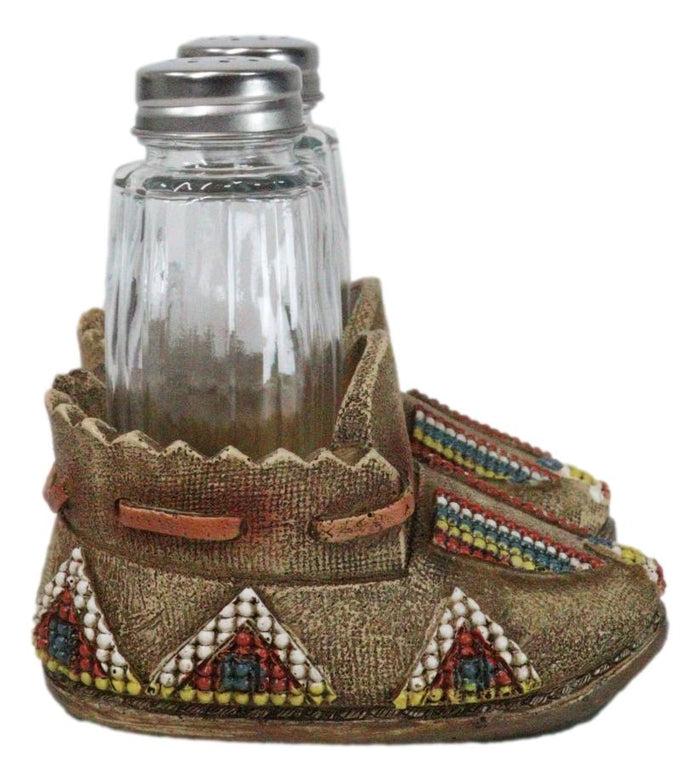 Ebros Gift Rustic Tribal Native Indian Moccasin Shoe Shaped Salt And Pepper Shakers Holder