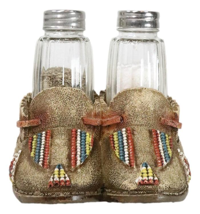 ebros gift Rustic Tribal Native Indian Moccasin Shoe Shaped Salt And Pepper Shakers Holder