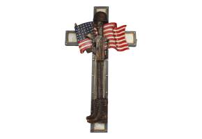 Ebros Gift Rustic USA Flag American Fallen Soldier Helmet Rifle Boots Memorial Wall Cross