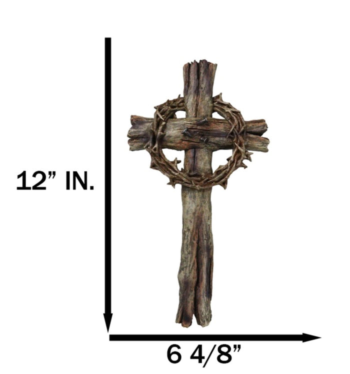 Ebros Gift Rustic Via Dolorosa Calvary Crown Of Thorns And Nails Faux Wooden Wall Cross