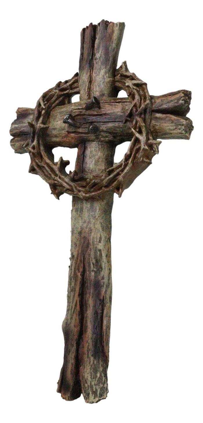 Ebros Gift Rustic Via Dolorosa Calvary Crown Of Thorns And Nails Faux Wooden Wall Cross
