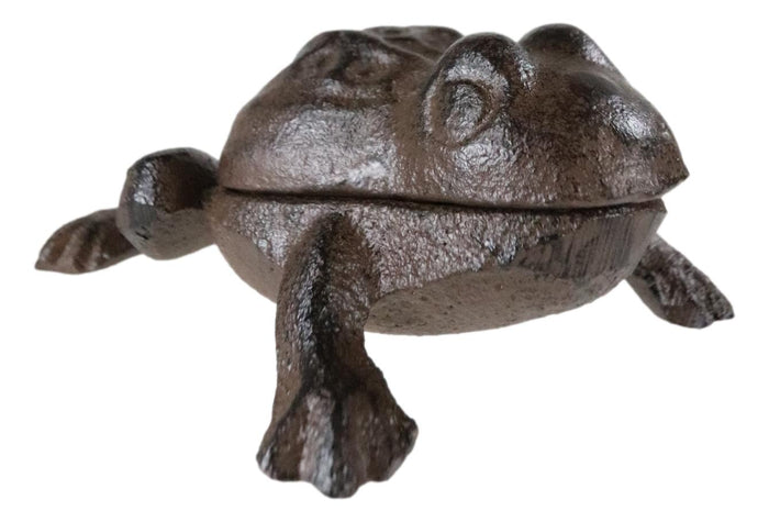 Ebros Gift Rustic Vintage Cast Iron Garden Frog Toad Decorative Key Box Small Figurine