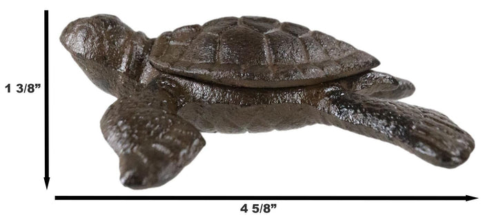 Ebros Gift Rustic Vintage Cast Iron Giant Sea Turtle Decorative Key Box Small Figurine