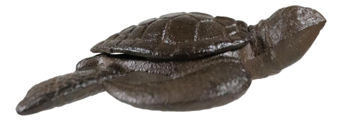 Ebros Gift Rustic Vintage Cast Iron Giant Sea Turtle Decorative Key Box Small Figurine