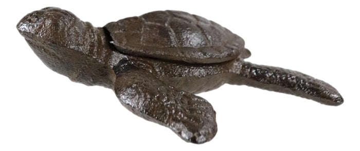 Ebros Gift Rustic Vintage Cast Iron Giant Sea Turtle Decorative Key Box Small Figurine