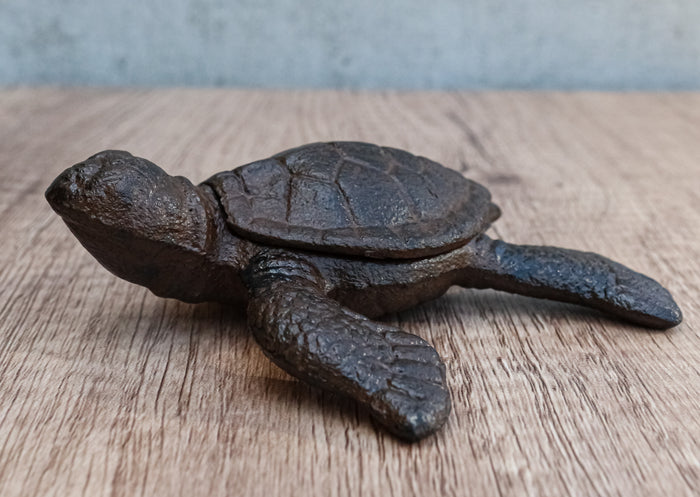 ebros gift Rustic Vintage Cast Iron Giant Sea Turtle Decorative Key Box Small Figurine