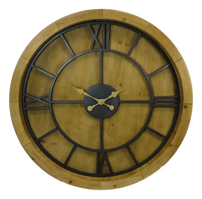 Ebros Gift Rustic Vintage Mediterranean Brown Wooden Oversized Decorative Wall Clock 40"D