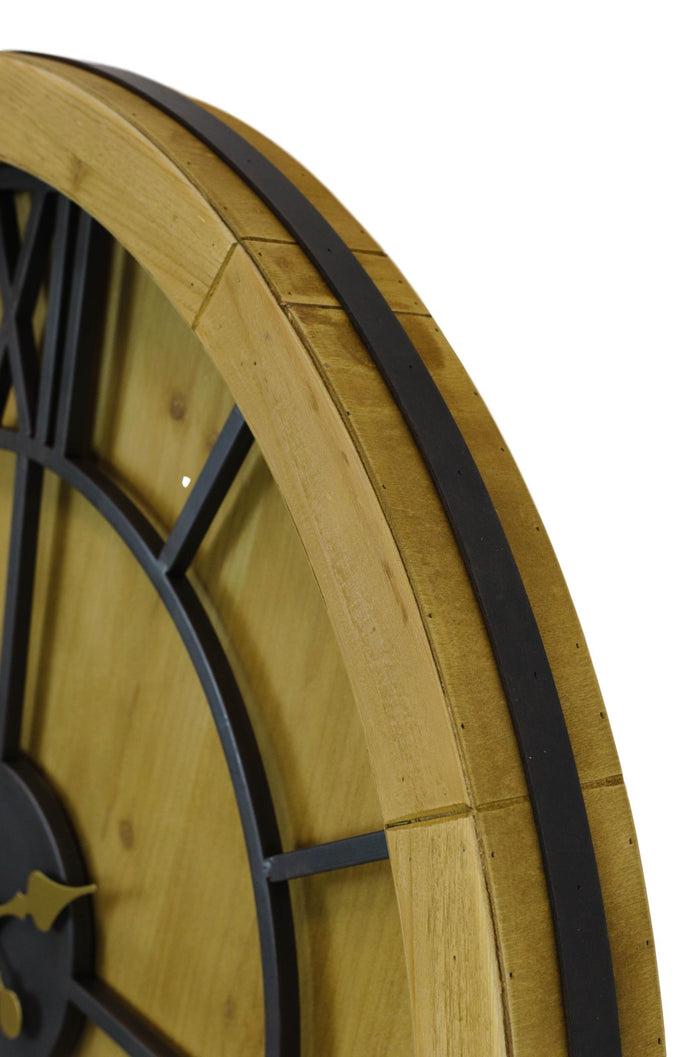 Ebros Gift Rustic Vintage Mediterranean Brown Wooden Oversized Decorative Wall Clock 40"D