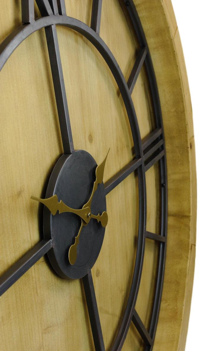 Ebros Gift Rustic Vintage Mediterranean Brown Wooden Oversized Decorative Wall Clock 40"D
