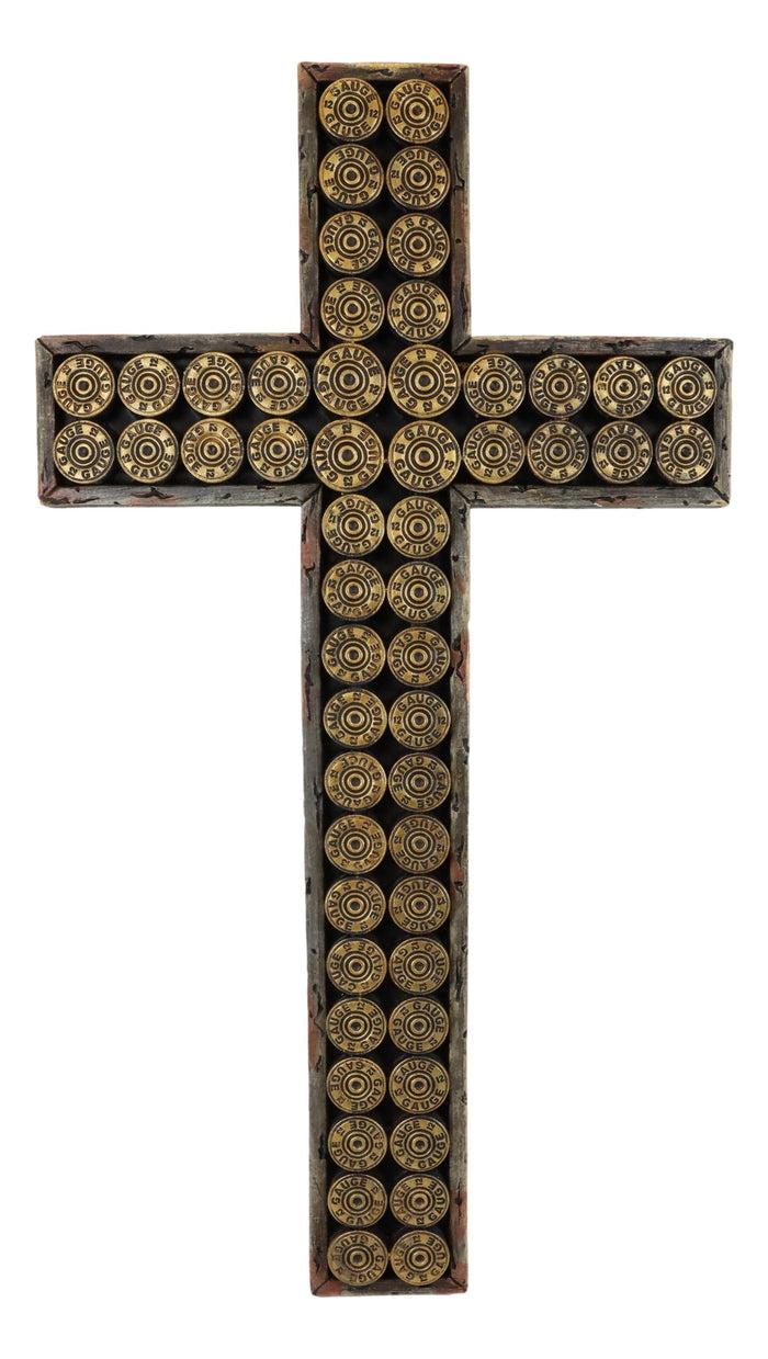 Ebros Gift Rustic Western 12 Gauge Shotgun Bullet Shell Casings In Crate Decor Wall Cross