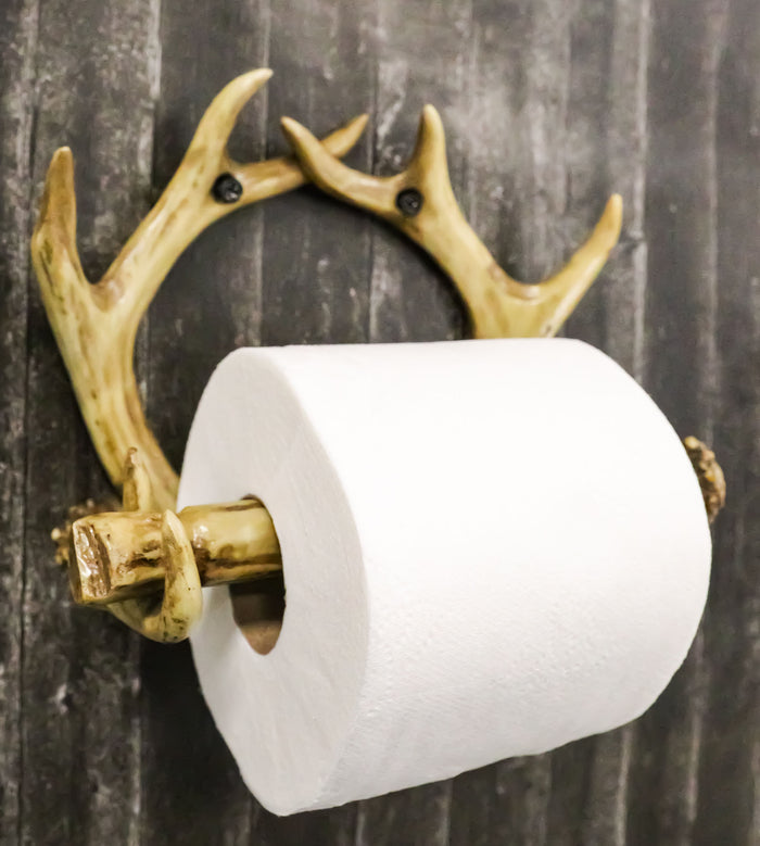 Ebros Gift Rustic Western 8 Point Buck Deer Antlers Toilet Paper Holder Bathroom Wall Decor
