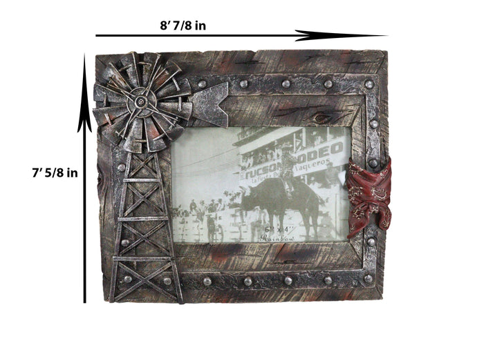 Ebros Gift Rustic Western Agricultural Windmill Outpost Tower Picture Frame 4"X6" Photo