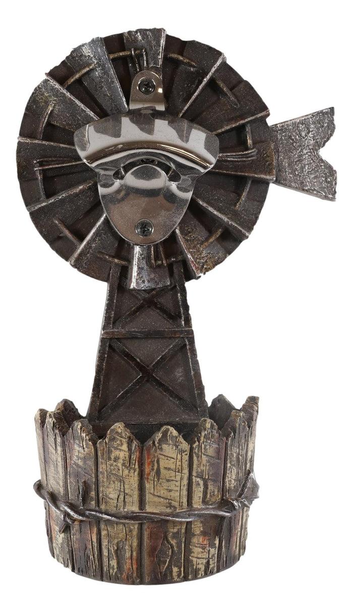 Ebros Gift Rustic Western Agricultural Windmill Wall Beer Bottle Opener With Cap Catcher