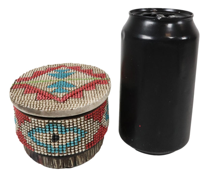 Ebros Gift Rustic Western Aztec Tribal Pattern Faux Wood Jewelry Trinket Decorative Box
