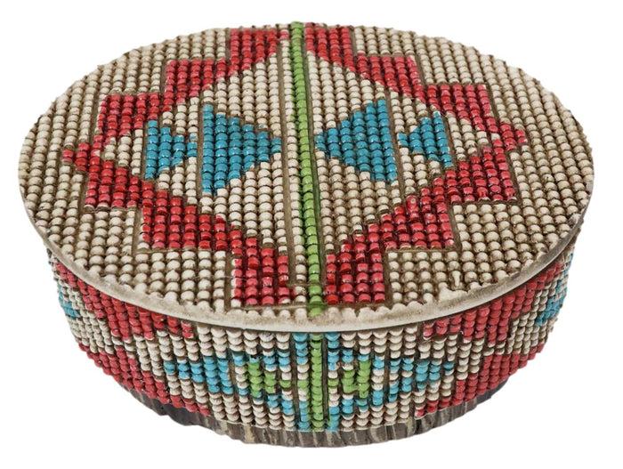 Ebros Gift Rustic Western Aztec Tribal Pattern Faux Wood Jewelry Trinket Decorative Box
