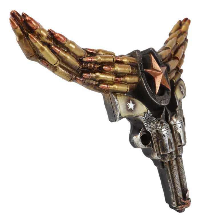 Ebros Gift Rustic Western Bison Bull Cow Skull W/ Horseshoe Star Bullet Casings Wall Decor