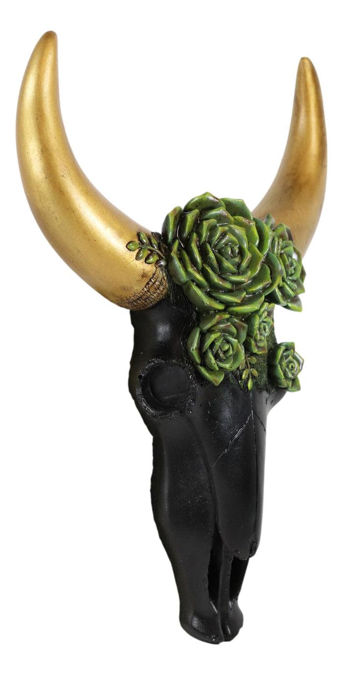 Ebros Gift Rustic Western Bison Bull Cow Skull With Green Floral Roses Wall Decor Plaque