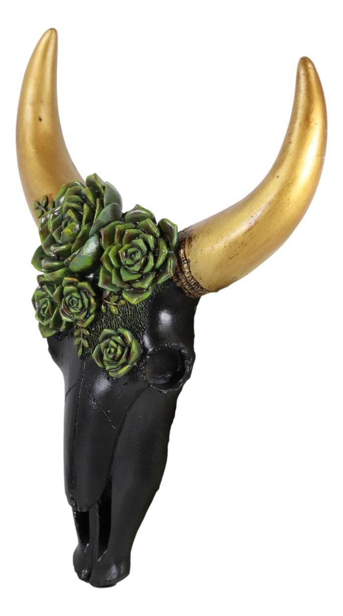 Ebros Gift Rustic Western Bison Bull Cow Skull With Green Floral Roses Wall Decor Plaque