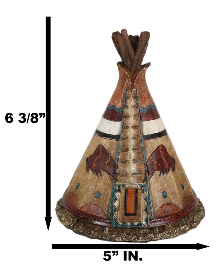 Ebros Gift Rustic Western Bison Tribal Indian Teepee Hut Money Coin Savings Bank Figurine
