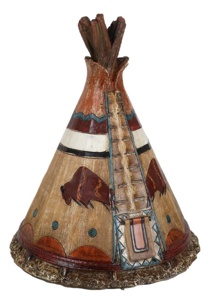 Ebros Gift Rustic Western Bison Tribal Indian Teepee Hut Money Coin Savings Bank Figurine