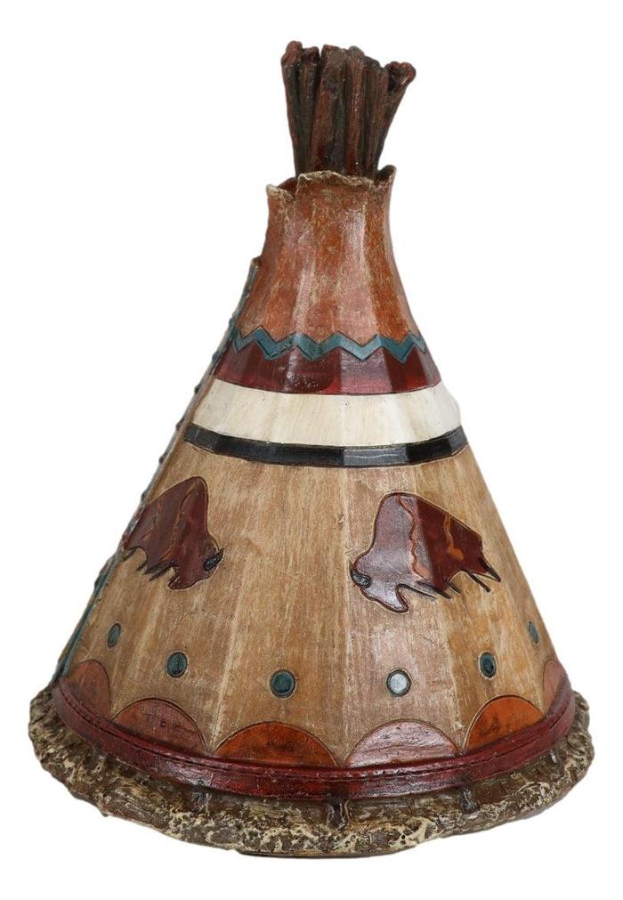 Ebros Gift Rustic Western Bison Tribal Indian Teepee Hut Money Coin Savings Bank Figurine