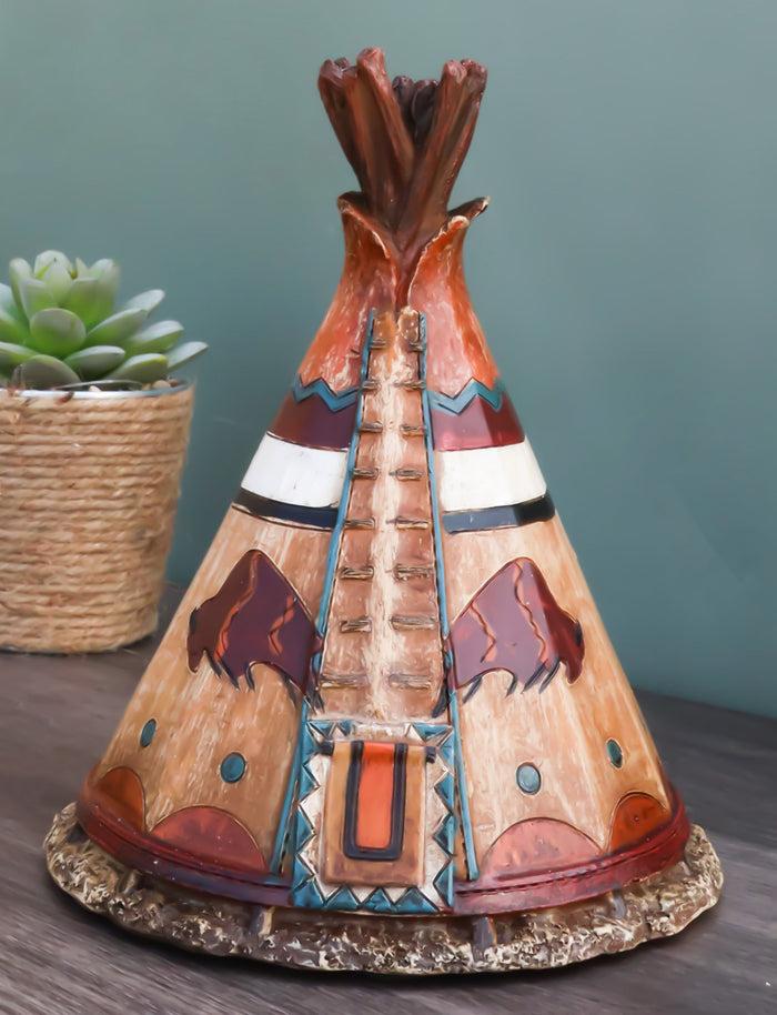 ebros gift Rustic Western Bison Tribal Indian Teepee Hut Money Coin Savings Bank Figurine
