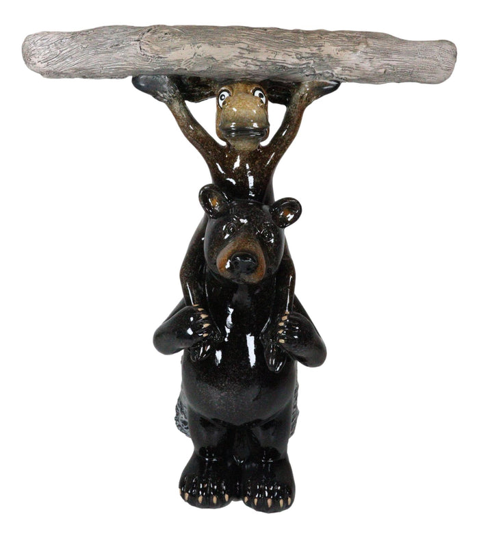 Ebros Gift Rustic Western Black Bear And Moose With Log Wine Glasses And Bottle Holder