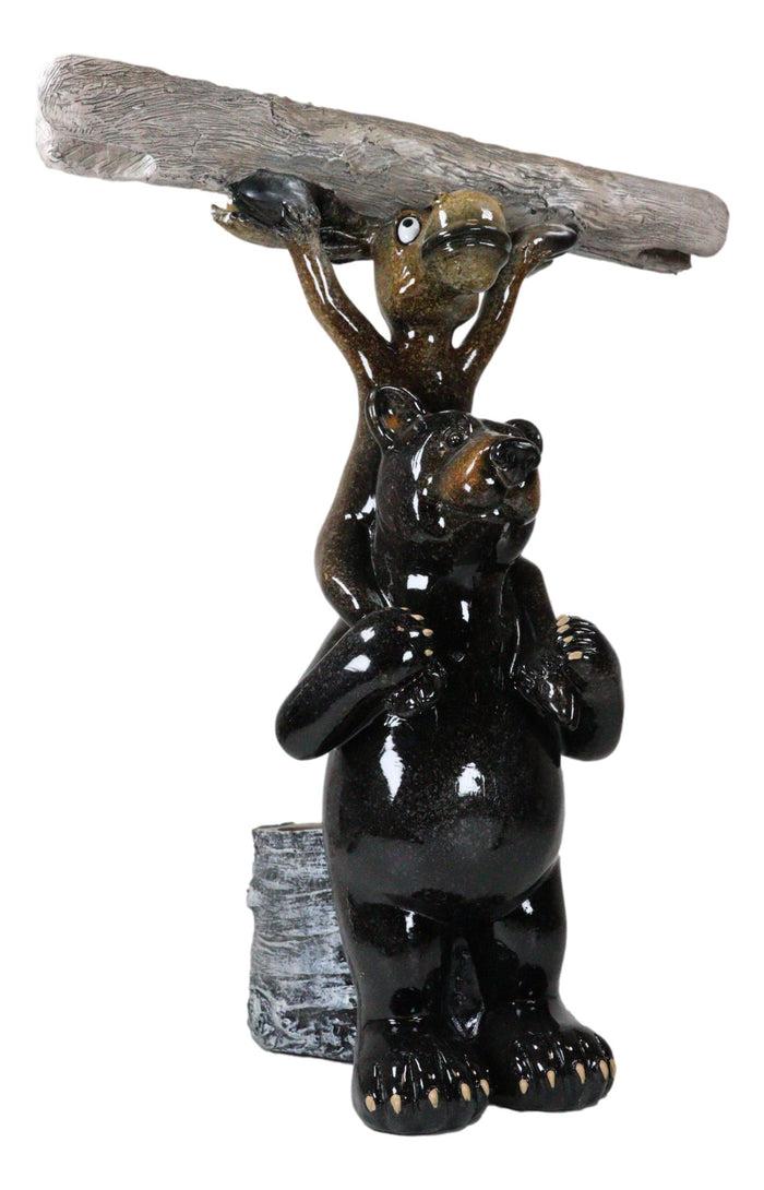 Ebros Gift Rustic Western Black Bear And Moose With Log Wine Glasses And Bottle Holder
