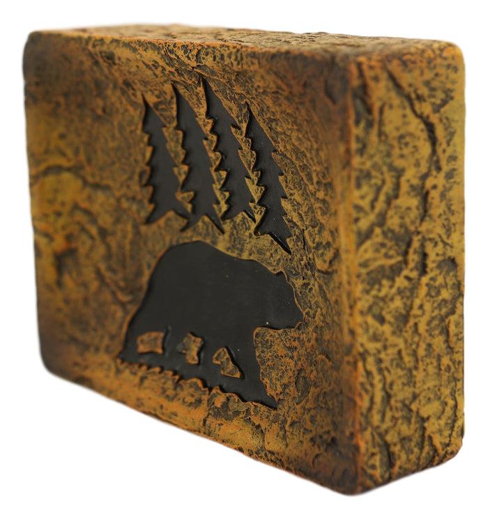 Ebros Gift Rustic Western Black Bear By Pine Trees Forest Silhouette Bar Soap Dish Holder