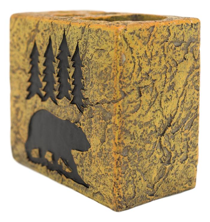 Ebros Gift Rustic Western Black Bear By Pine Trees Silhouette Toothbrush Toothpaste Holder