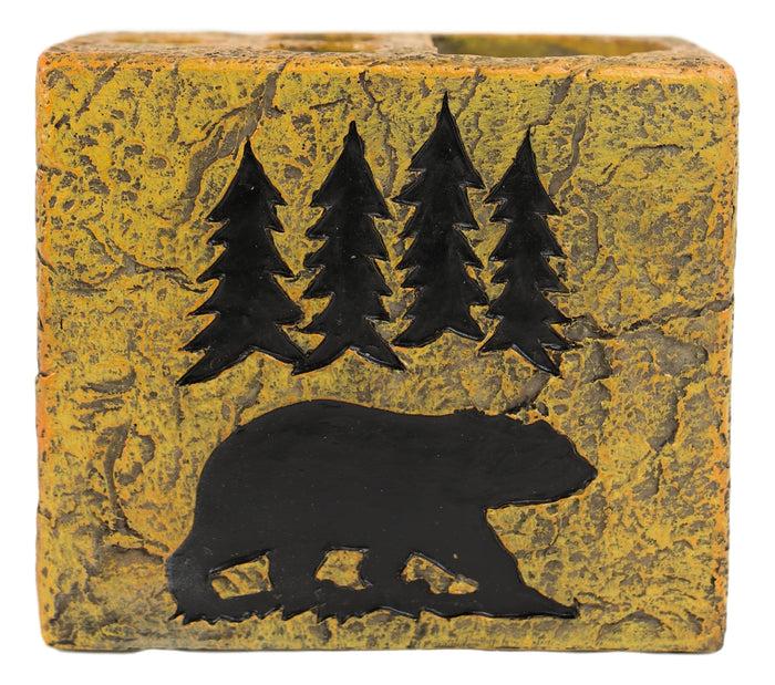 Ebros Gift Rustic Western Black Bear By Pine Trees Silhouette Toothbrush Toothpaste Holder