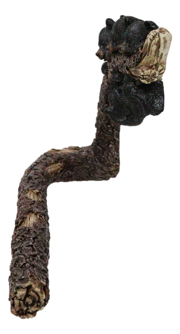Ebros Gift Rustic Western Black Bear Cubs Hanging On Tree Branch Hand Towel Holder Bar