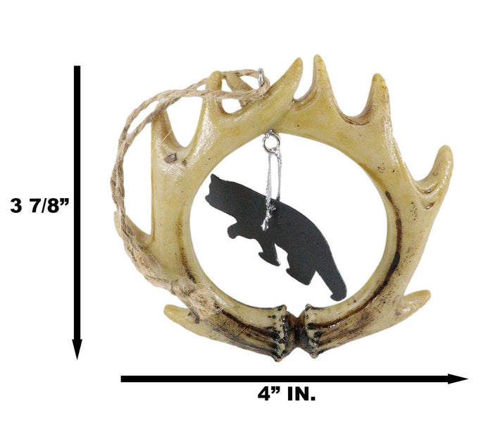 Ebros Gift Rustic Western Black Bear Cutout Deer Antlers Set Of 2 Christmas Tree Ornaments